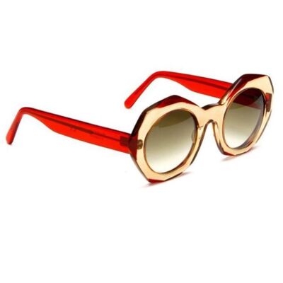 G90 - Gustavo Eyewear - Clear Beige and Translucent Red