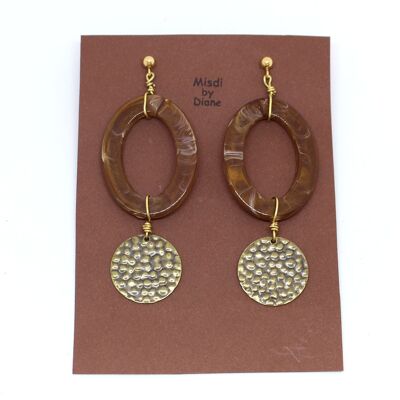 WOOPY resin and hammered disc earrings