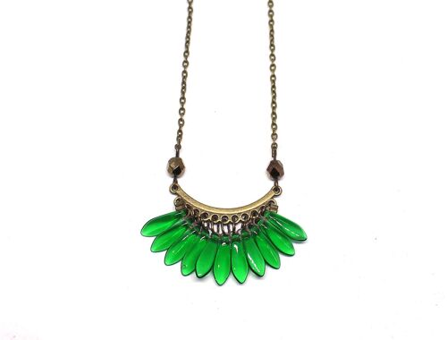 Collier laiton bronze et perles de verre APACHE