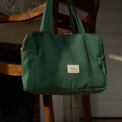 The perfect changing bag + integrated mattress - Bright green lined with white