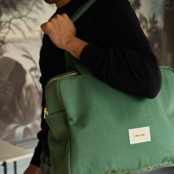 Le sac à langer parfait + matelas intégré - Vert lumineux doublé de blanc 3