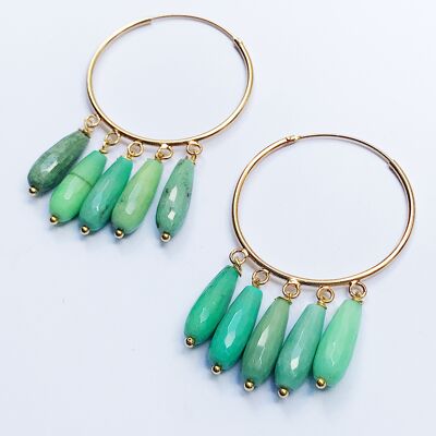 Mint agate hoop earrings