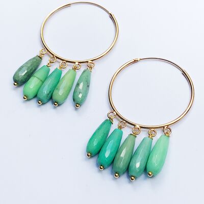 Mint agate hoop earrings