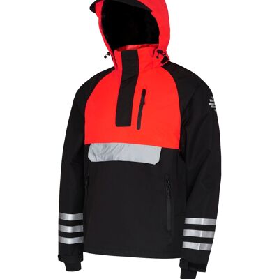 Optimistischer wasserdichter Anorak Neonrot | Schwarz