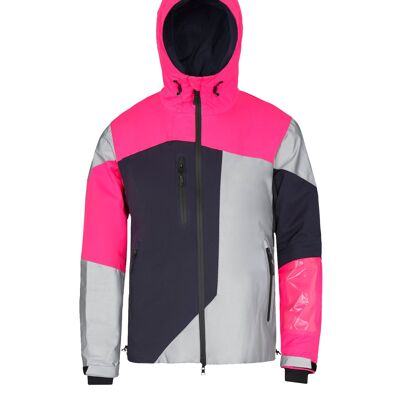 Pop wendbare reflektierende Jacke Neonpink | Navy blau