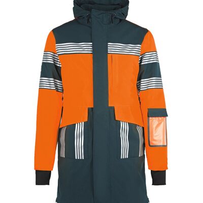 Parka longue ucrr1-2 Orange fluo | Vert sapin