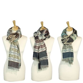 Écharpe d'hiver Sunsa 3er, grand foulard/écharpe en 60% coton/40% viscose 1