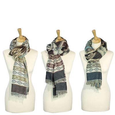 Sunsa 3er winter scarf, large stole neckerchief/scarf made of 60% cotton/40% viscose