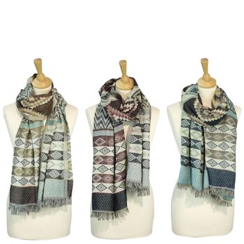 Écharpe d'hiver Sunsa 3er, grand foulard/écharpe en 60% coton/40% viscose 2