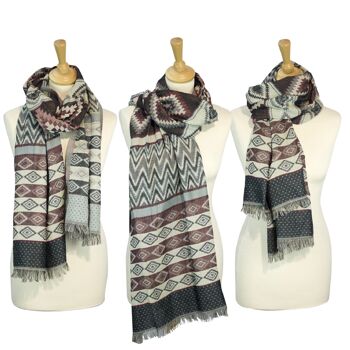 Écharpe d'hiver Sunsa 3er, grand foulard/écharpe en 60% coton/40% viscose 3