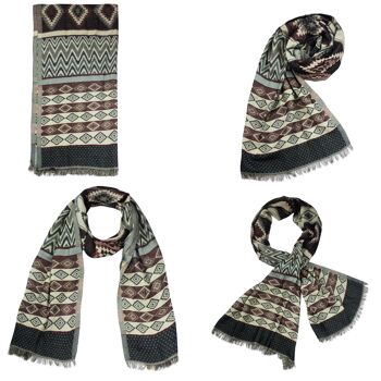 Écharpe d'hiver Sunsa 3er, grand foulard/écharpe en 60% coton/40% viscose 11