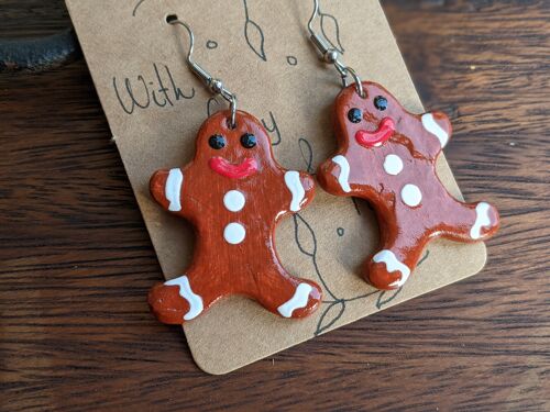 Gingerbread man Christmas earrings