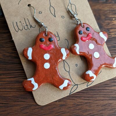 Gingerbread man Christmas earrings