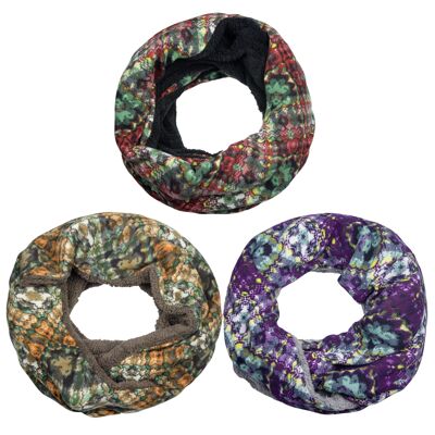 Sunsa set of 3 tube scarves, winter loop scarf neckerchief/scarf made of 100% polyester