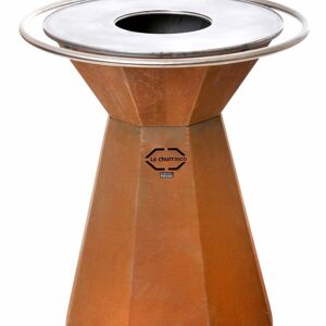 BRASERO PYRAMIDAL ACIER CORTEN MAIN COURANTE INOX Ø70