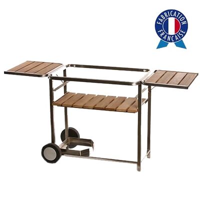 WOODEN AND STAINLESS STEEL PLANCHA TROLLEY FOR PLANCHA 3 BURNERS TRIO