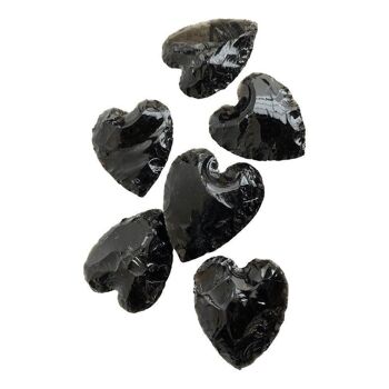 Petit cœur en cristal à facettes, 2-3 cm, obsidienne noire 2