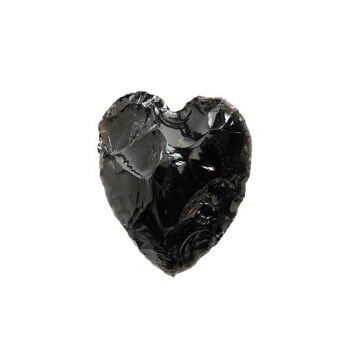 Petit cœur en cristal à facettes, 2-3 cm, obsidienne noire 3