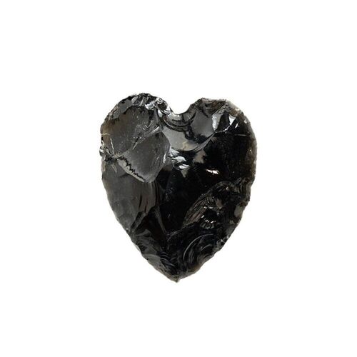 Faceted Small Crystal Heart, 2-3cm, Black Obsidian