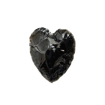 Petit cœur en cristal à facettes, 2-3 cm, obsidienne noire 1
