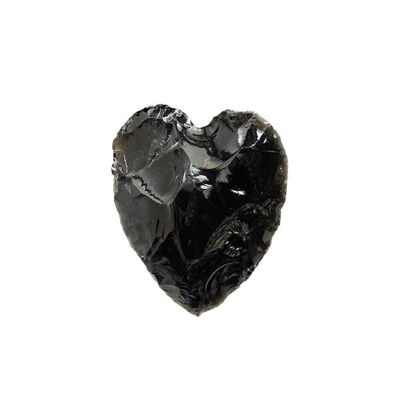 Corazón pequeño de cristal facetado, 2-3 cm, obsidiana negra
