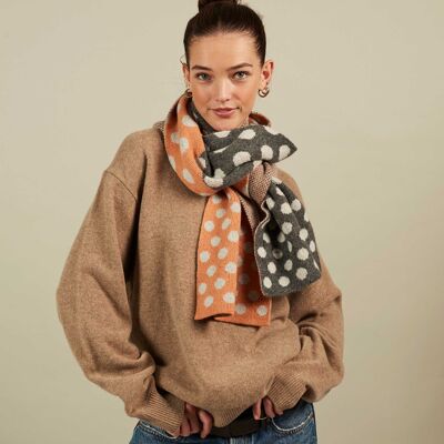 Lambswool Scarf Collection BIG SPOT - LITTLE SPOT - grey & peach