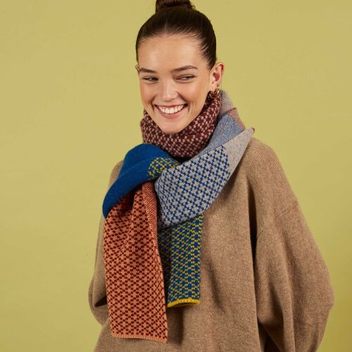 Lambswool Scarf Collection CROSS/BLOCK - sienna