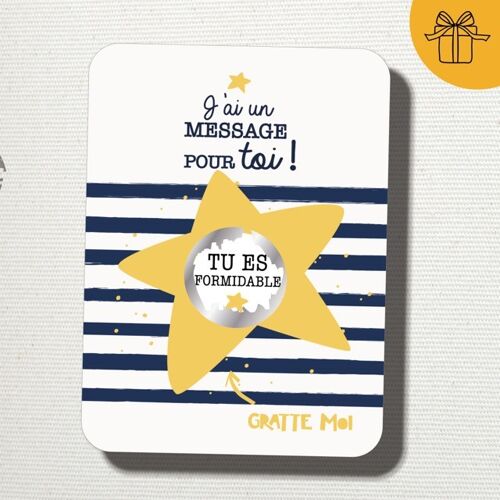 "Tu es formidable" carte à gratter, message surprise