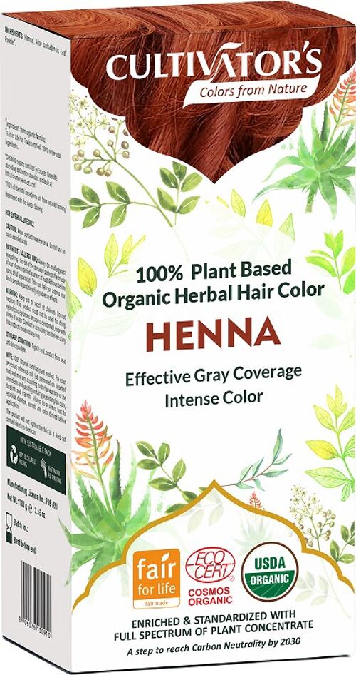 Tinte orgánico vegetal Henna Cultivator's 100 gr. Ecocert