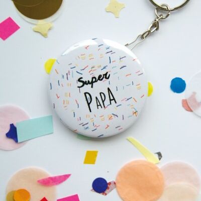 Porte-clés décapsuleur super papa confettis - Porte-clés décapsuleur