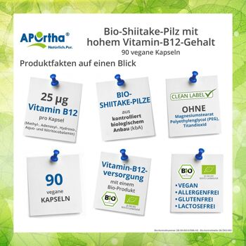 Champignon Shiitake Bio Riche en Vitamine B12 - 90 Capsules végétaliennes 2