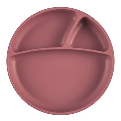 Assiette antidérapante multi-compartiments en silicone - Terracotta