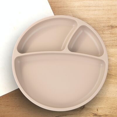 Assiette antidérapante multi-compartiments en silicone - Nude