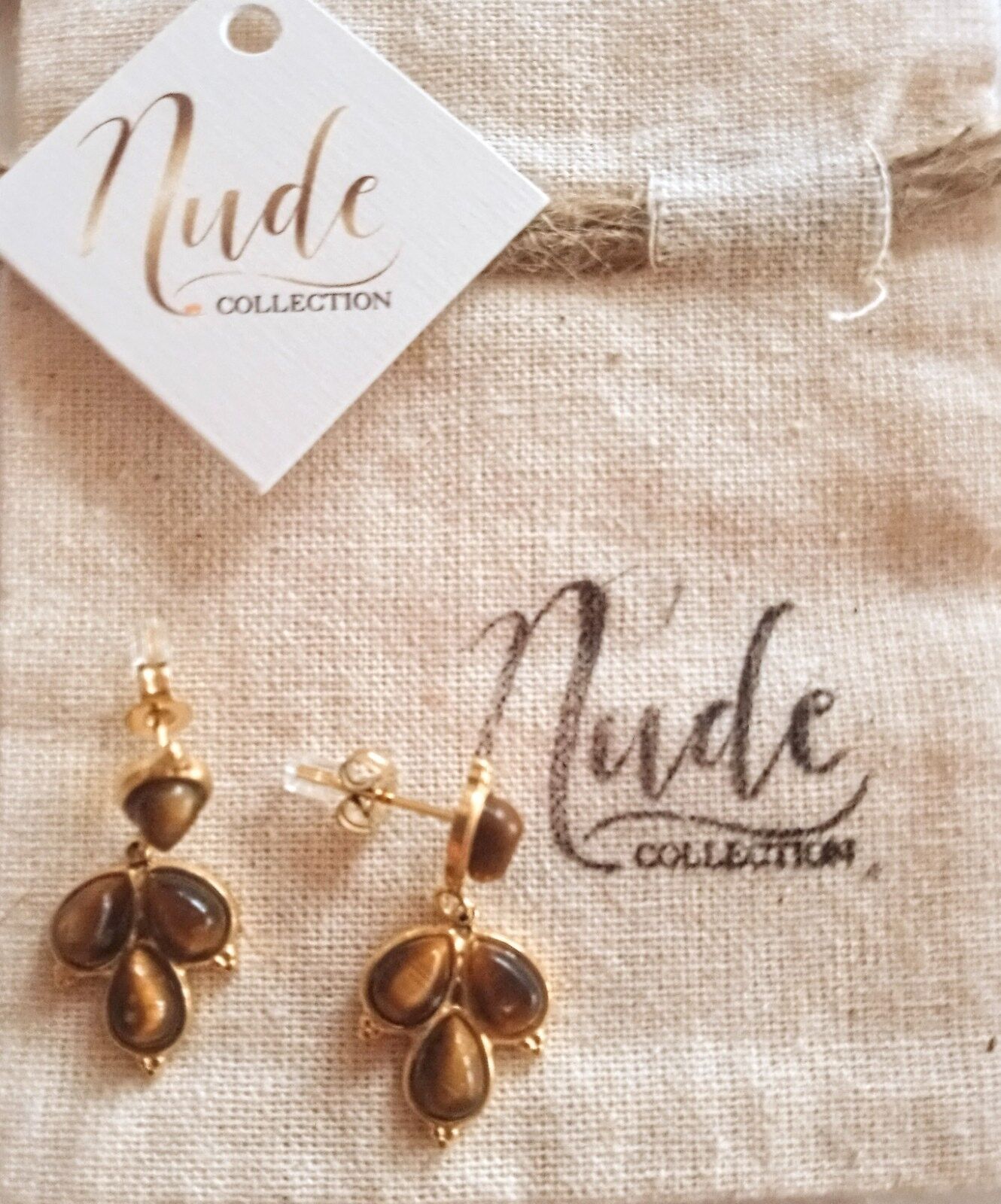 Orecchini in acciaio con occhio di tigre