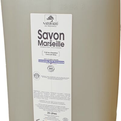 Vrac jerrican 25 litres Savon de Marseille Lavande AOP Provence bio Ecocert