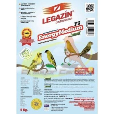 Legazin - Alimento para pájaros LEGAZIN ENERGY MEDIUM F3 5 kg