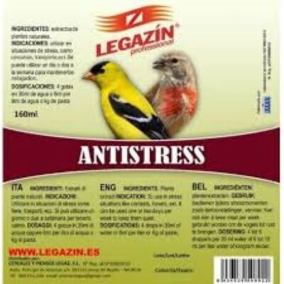 Legazin - Suplemento ANTIESTRESS LEGAZIN para aves nerviosas o estresadas en liquido 120 ml