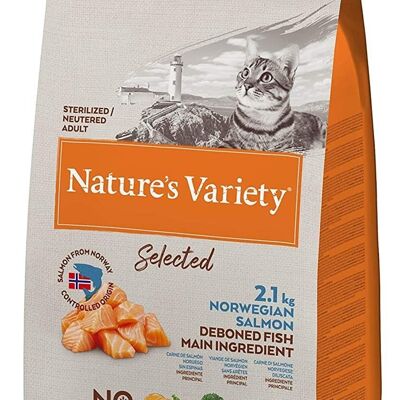 NATURES VARIETY - pienso para gatos esterilizados NATURES VARIETY SELECTED con salmón noruego, saco 7 kg