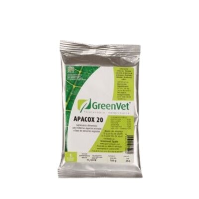 GREENVET - suplemento APACOX 20 GREENVET natural contra cocidios, en polvo 100 gr