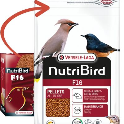 Versele-laga - Pienso de mantenimiento para pájaros insectívoros y frugívoros NUTRIBIRD F16 VERLELE LAGA 1 KG