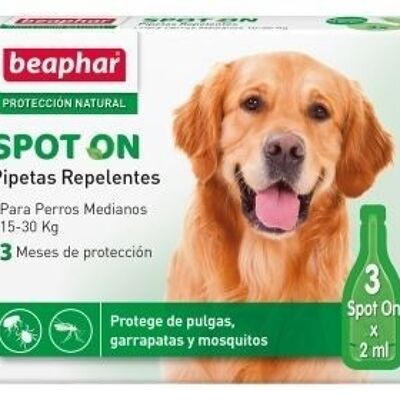 BEAPHAR - pipetas repelentes BEAPHAR para perros de raza media, 3 x 2 ml