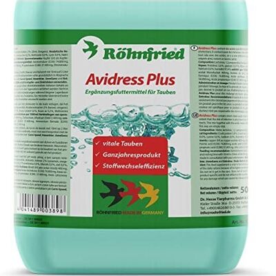 Rohnfried - Rohnfried Avidress plus, preventivo natural contra salmonelosis para aves, 5 litros