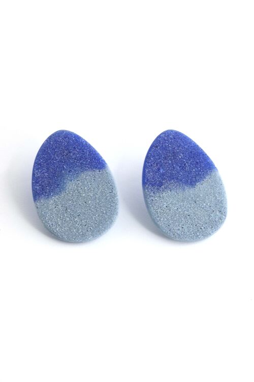 Sangatte - Bleu - Boucles d'oreilles galet