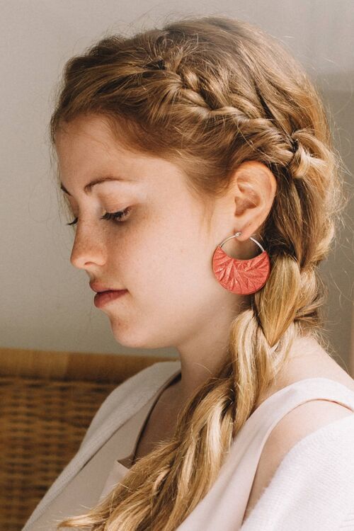 Séléné - Corail - Boucles d'oreilles