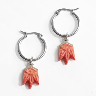 Lily - Coral - Hoop earrings
