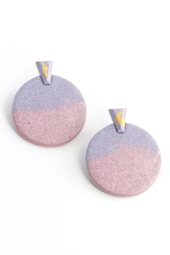 Ulu - Rose pastel & Lilas - Grandes boucles d'oreilles 1