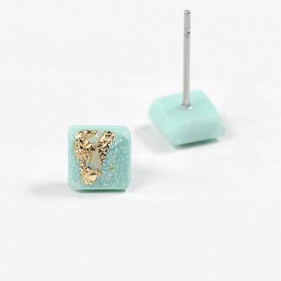 Mosaic - Mint - Square Stud Earrings