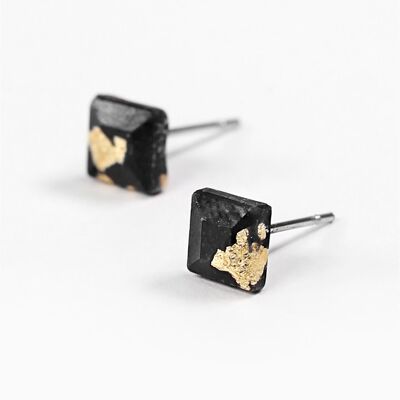 Mosaic - Black - Square Stud Earrings