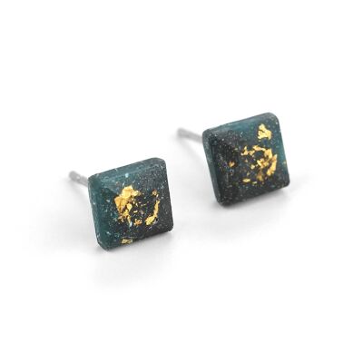 Mosaic - Forest Green - Square Stud Earrings
