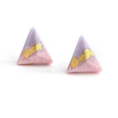 Pyramid - Pastel pink & Lilac - Triangular earrings